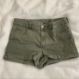 American Eagle Olive Green Cuffed Shorts